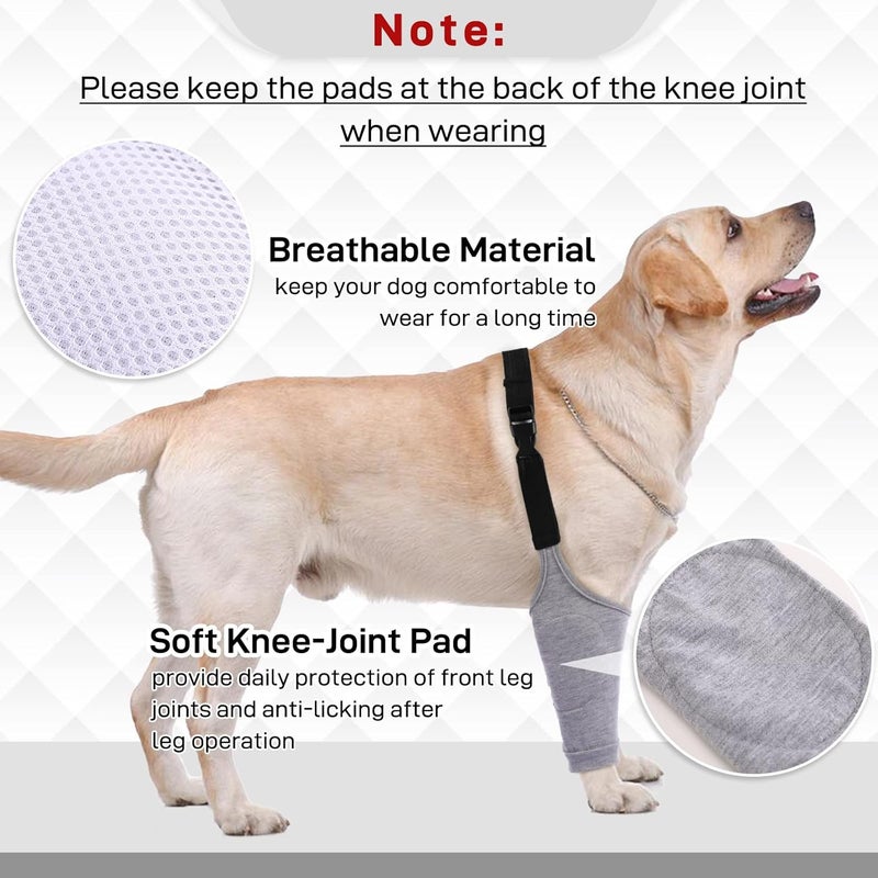IDOMIK Dog Recovery Suit for Front Legs, Dog Recovery Sleeves After Surgery with Elastic Band, Soft Protective Elbow Braces for Medium Large Dogs, Cone Collar Alternative to Stop Licking Leg Wounds,Grey,3XL - Image 3